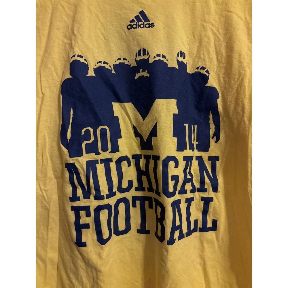 Adidas Michigan Wolverines Football T Shirt Mens‎ Large Yellow 